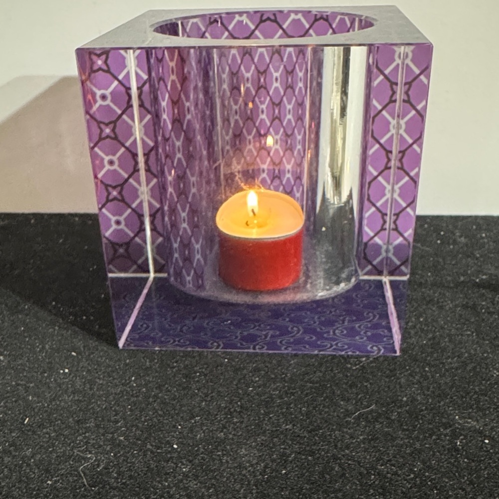 Purple Geometric Candle Holder